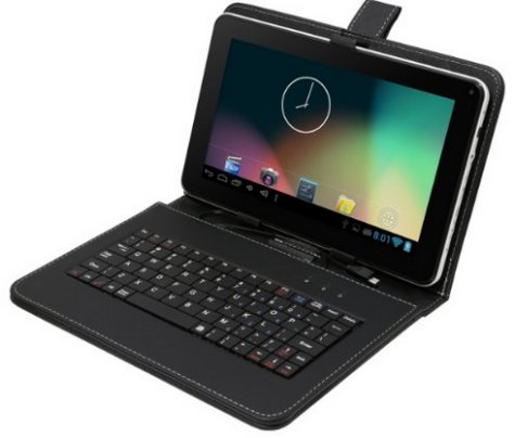 9 inch Android tablet with leather case and keyboard