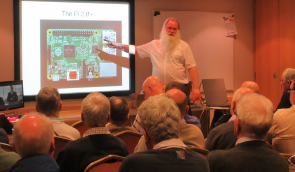 Peter G0DZB explaining the Raspberry Pi board layout