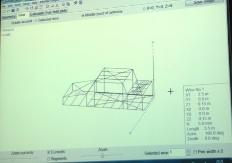 A wireframe of Peter's mobile antenna