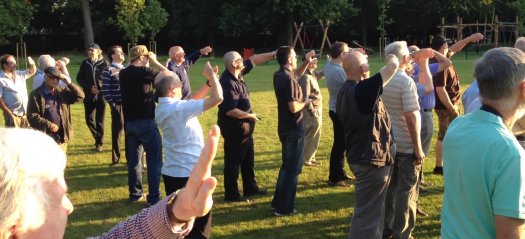 Watching the balloon head off at Oaklands Museum 01 July 2014