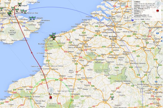 Last reported position of CARS1 as of 0645BST 02 July 2014