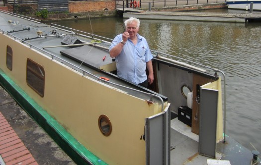 Dennis G1AJQ onboard his narrowboat