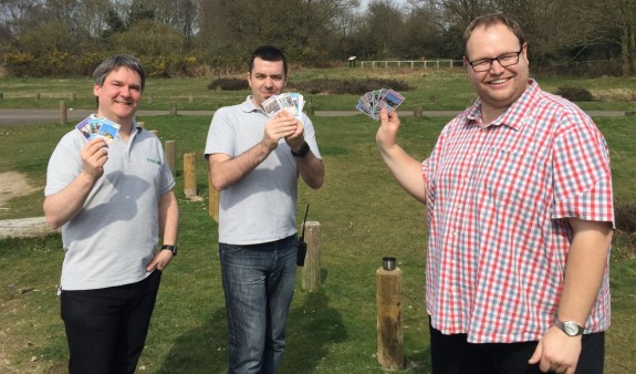 Pete, Charlie & George playing the beta version of Essex Amateur Radio Top Trumps...