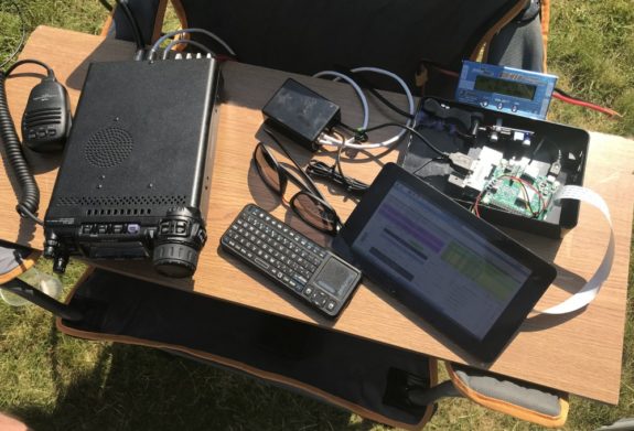 Andrew's FT-857 with a Raspberry Pi and homebrew adapter working FT8