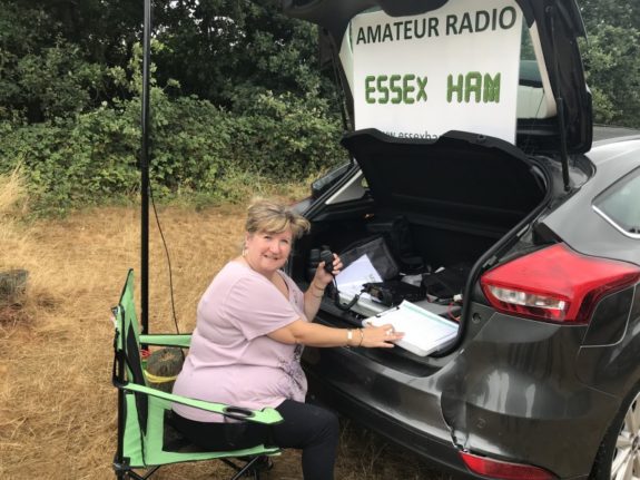 Dorothy M0LMR, operating 2m at Galleywood Common 29 July 2018