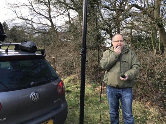 Paul G7BHE talking to a US station via his shiny new dual-band DMR