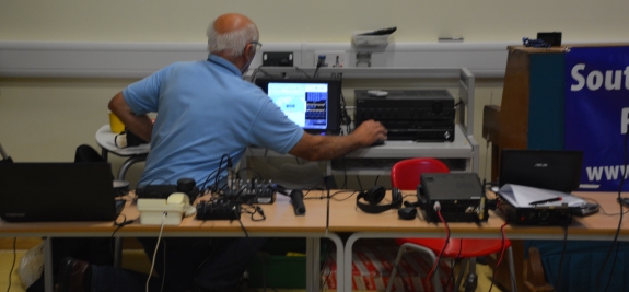 Dave G4UVJ setting up the tracking display