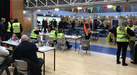 Residents signing in at the Rest Centre (Friday 10am)