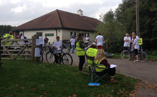 Riders stopping for a rest at the Pleshey checkpoint