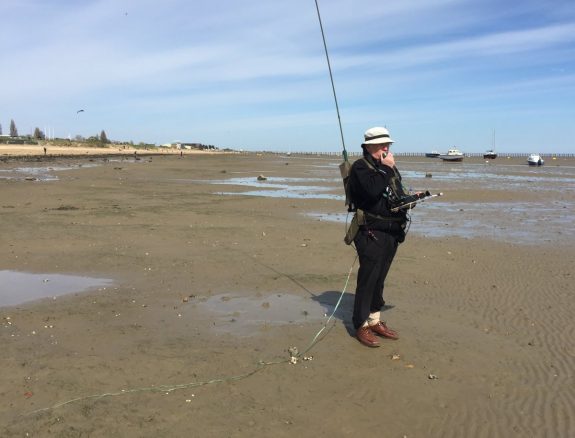 Tom G0SBW, pedestrian portable on Shoebury East Beach