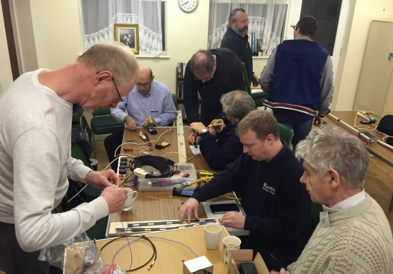 A busy Skills Night construction room