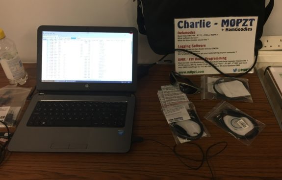 Charlie's programming PC and leads at the June 2017 Skills Night