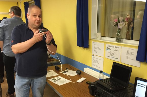 Paul G7BHE demonstrating digital voice (DMR and D-Star at Skills Nov 2015)