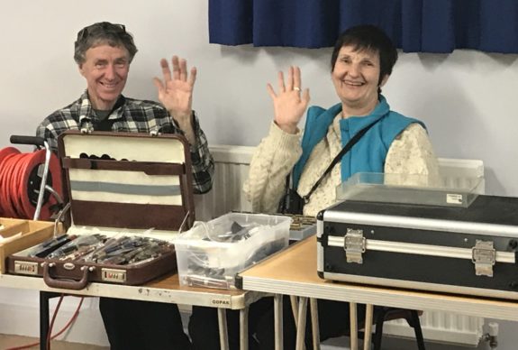 Jim, Glynis and the engraver