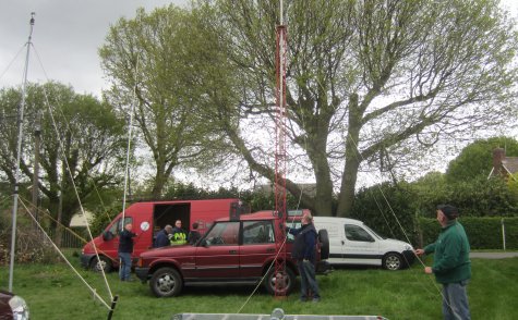 Putting up the 2m beam at Stock Windmill