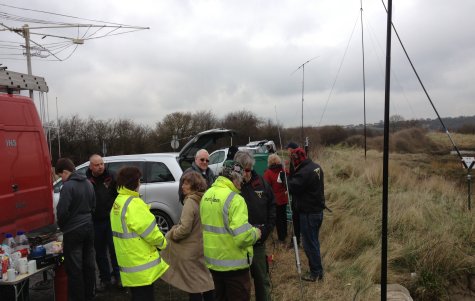 Essex Hams gathering in the cold of Two Tree Island|