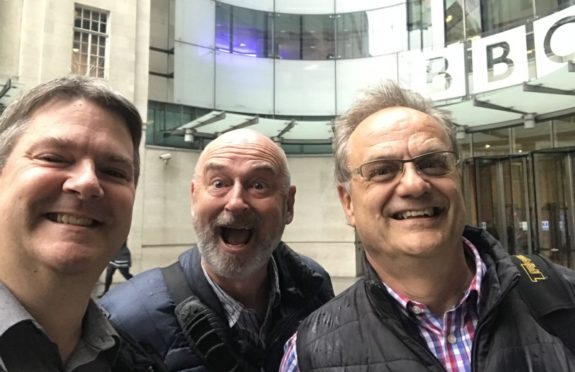 TX Factor's Pete, Nick and Bob outside New Broadcasting House. So that's all good!