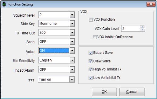 Baofeng BF-888S software settings screen