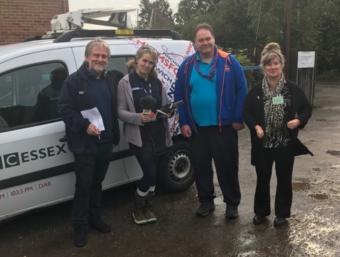 Barry & Liana from BBC Essex, with Derek M0SCE and Dorothy M0LMR at Belchamps