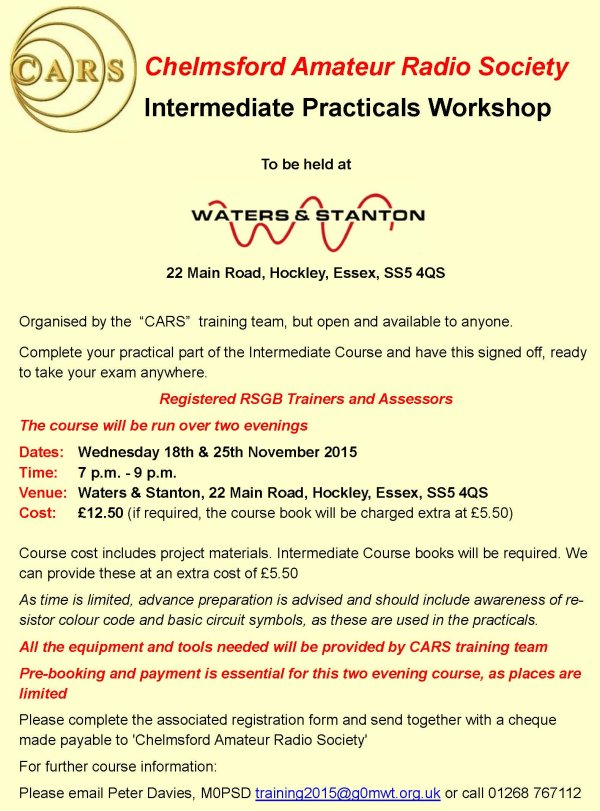 CARS Intermediate Practical Nov 2015 Flier