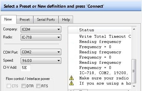 Ham Radio Deluxe Settings for Icom IC-718 rig