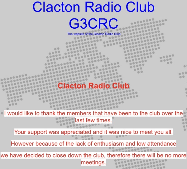 Clacton Radio Club Closes