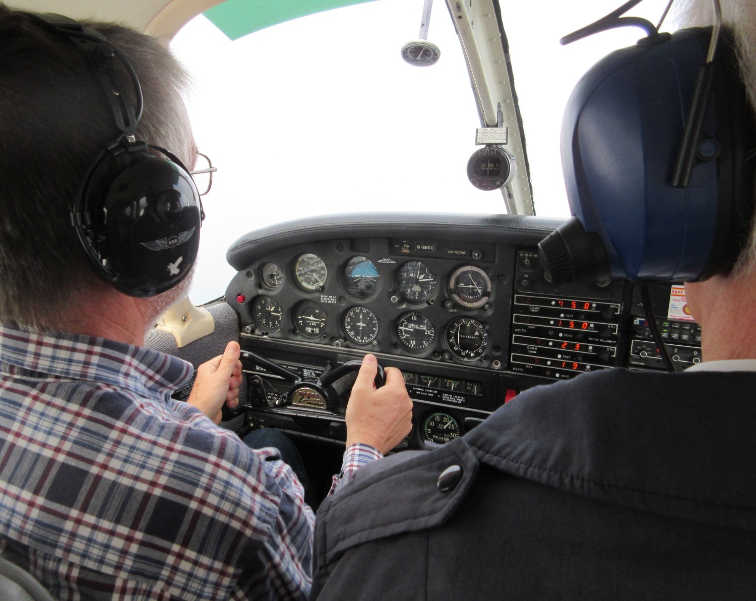 Jim 2E0RMI taking control of the Piper Cherokee