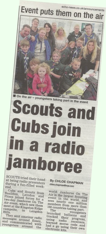 Basildon JOTA from the Basildon Echo 21 Oct 2014