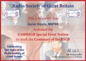 RSGB G100RSGB Activation Certificate