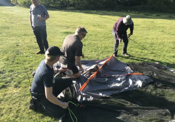 How many hams does it take to de-rig a tent? (Colin "Supervising")