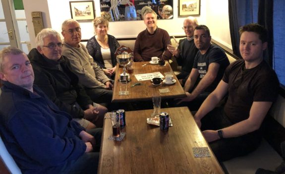 Essex Hams retiring to the warmth of the festive Horse & Groom pub for drinks and some radio talk