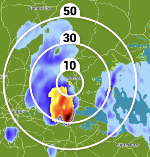 Weather Radar, 6pm Monday 28th May 2017