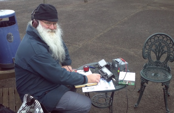 Peter G0DZB, operating CW at Earls Colne Airfield