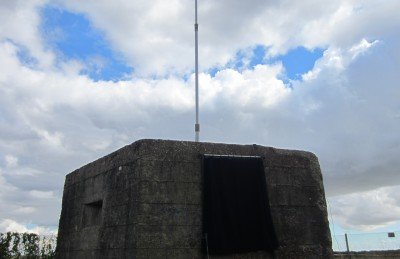 RAF Canewdon pillbox with ex-Naval minesweeper HF vertical