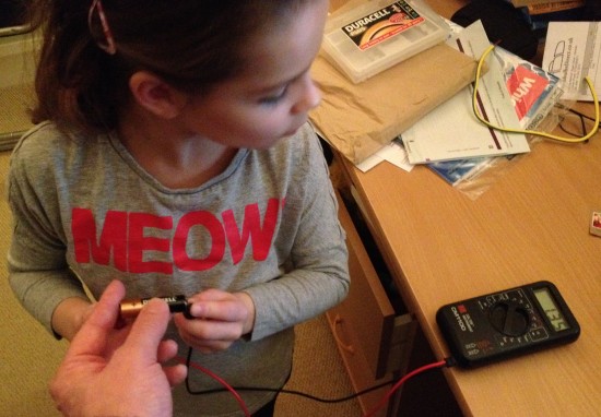 Kathryn getting to grips with a multimeter