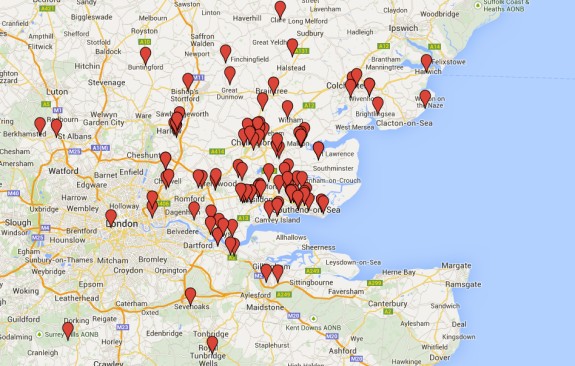 Map of Monday Night Net Participants 2014