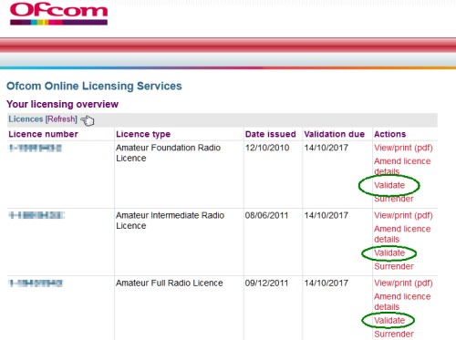 Ofcom Licence Validation Screen