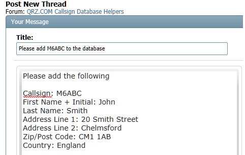 Requesting that a callsign is added to the QRZ database