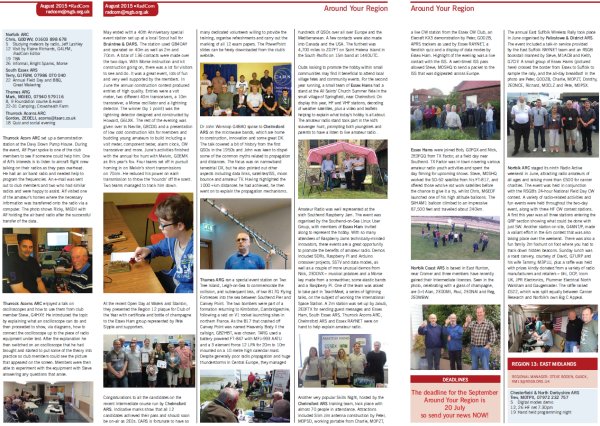 Essex amateur radio featured in Radcom August 2015