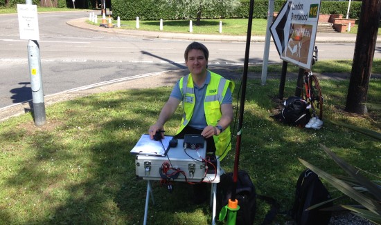 Pete M0PSX manning one of the radio checkpoints