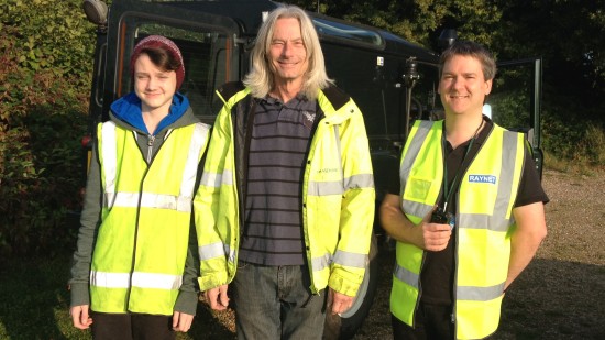 Charlie M6YPK, Vince G8YPK and Pete M0PSX at the Pleshey checkpoint