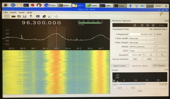 Raspberry Pi with GQRX SDR software