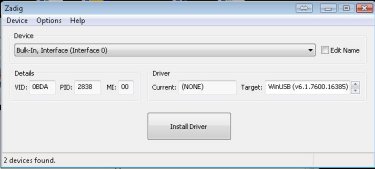 Installing the Zadig drivers for use with SDRSharp