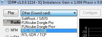 Starting up SDRSharp and selecting the right SDR