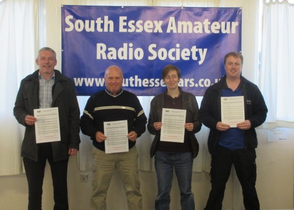 Paul, Bob, Laura and Dean - the county's newest hams, at SEARS