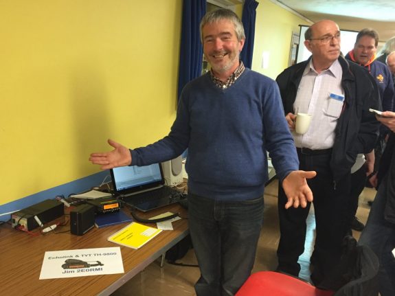 Jim 2E0RMI, demoing Echolink and the TYT 4 bander at April's Essex Skills Night