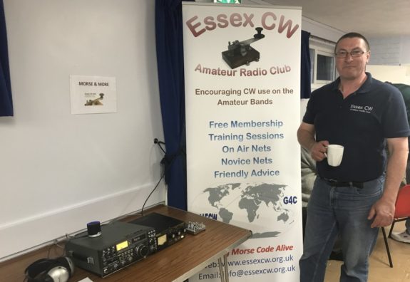 Dean G4WQI manning the Essex CW Club's table at the April 2017 Skills Night