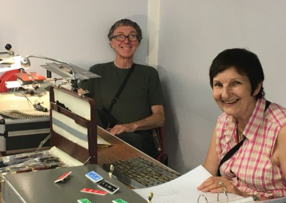 Jim, Glynis and the badge making machine