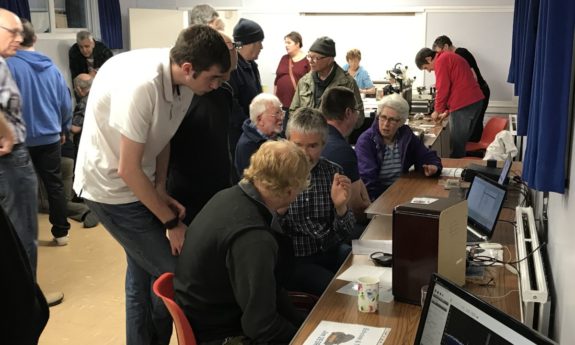 Jim 2E0RMI, demonstrating EchoLink on 2m at the May 2017 Essex Skills Night