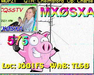 SSTV Image from Charlie M0PZT - Happy Hamming?